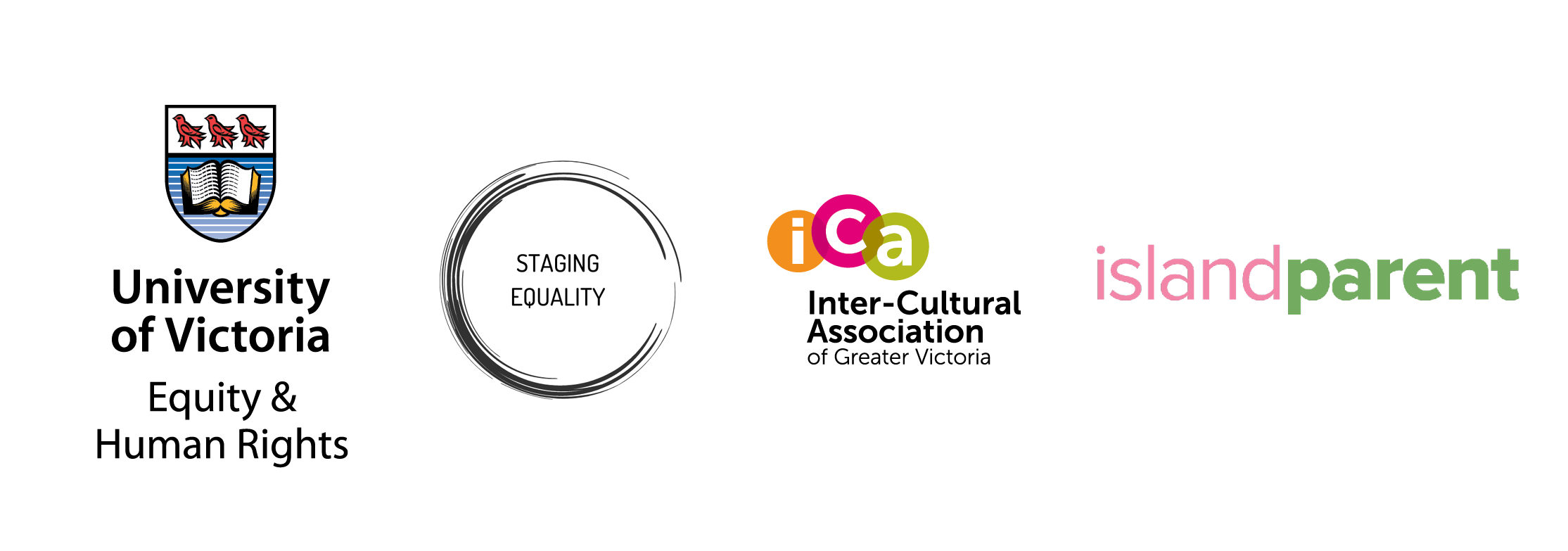 Three logos for UVic, Staging Equality and ICA