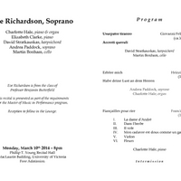 Graduation Recital - Eve Richardson, Soprano