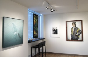 Robert Bateman's piece (left) fits nicely with Mfanwy Pavelic's portrait of Katherine Hepburn at the Legacy (photo: Colton Hash)
