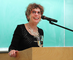 Lorna Crozier at the original scholarship fundraiser