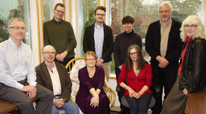 Current Writing faculty members (from left) Kevin Kerr, Tim Lilburn, David Leach, Lynne Van Luven, Lee Henderson, Maureen Bradley, Lorna Jackson, Bill Gaston and Joan MacLeod 