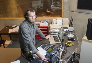 Kirk McNally in the School of Music's audio booth