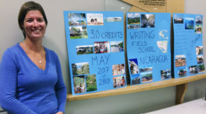 Clark promoting the field school at one of the writing department's event