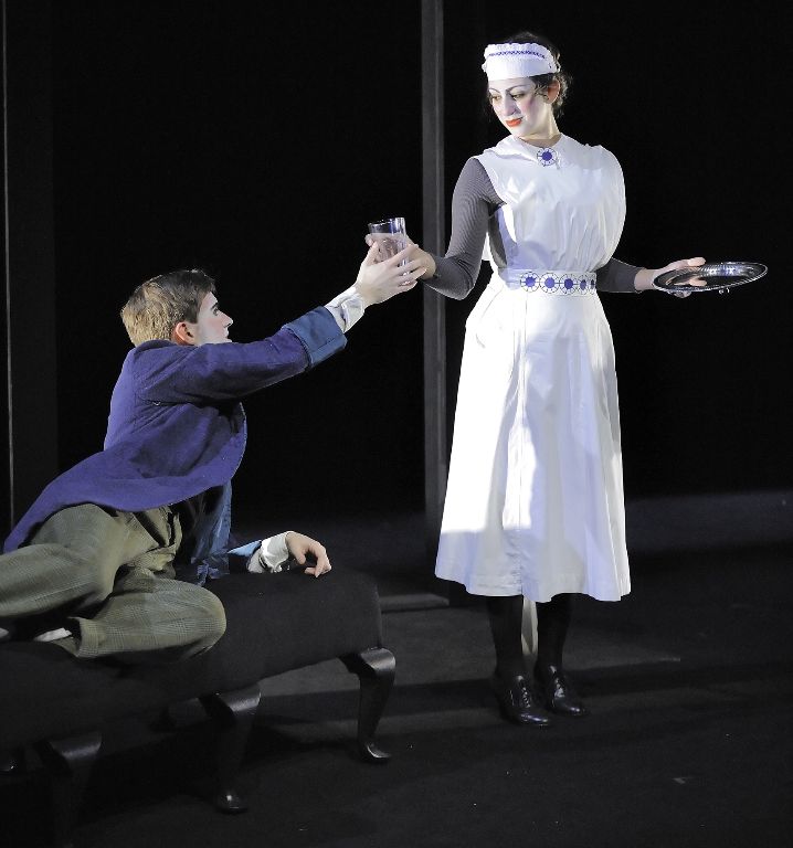 A young gentleman (Andrew Harron) is seduced by and seduces his chambermaid (Melanie Leo). Photo: David Lowes.