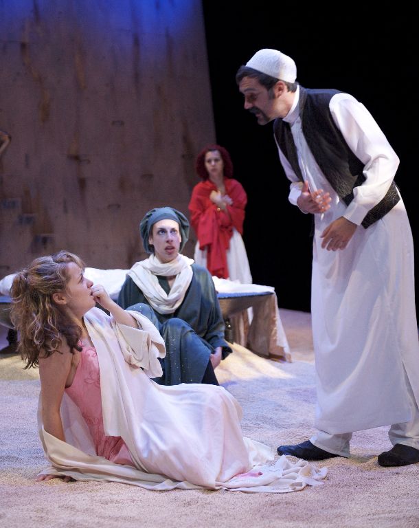 Lord Capulet (Jay Mitchell) decrees that his daughter Juliet (Samantha Richard) will marry Paris, as Nurse (Emily Smith) and Lady Capulet (Ashley Caron) watch. (Photo: David Lowes)